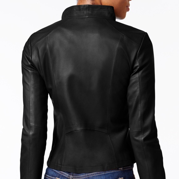Cole Haan Asymmetrical leather moto jacket - Picture 3 of 3